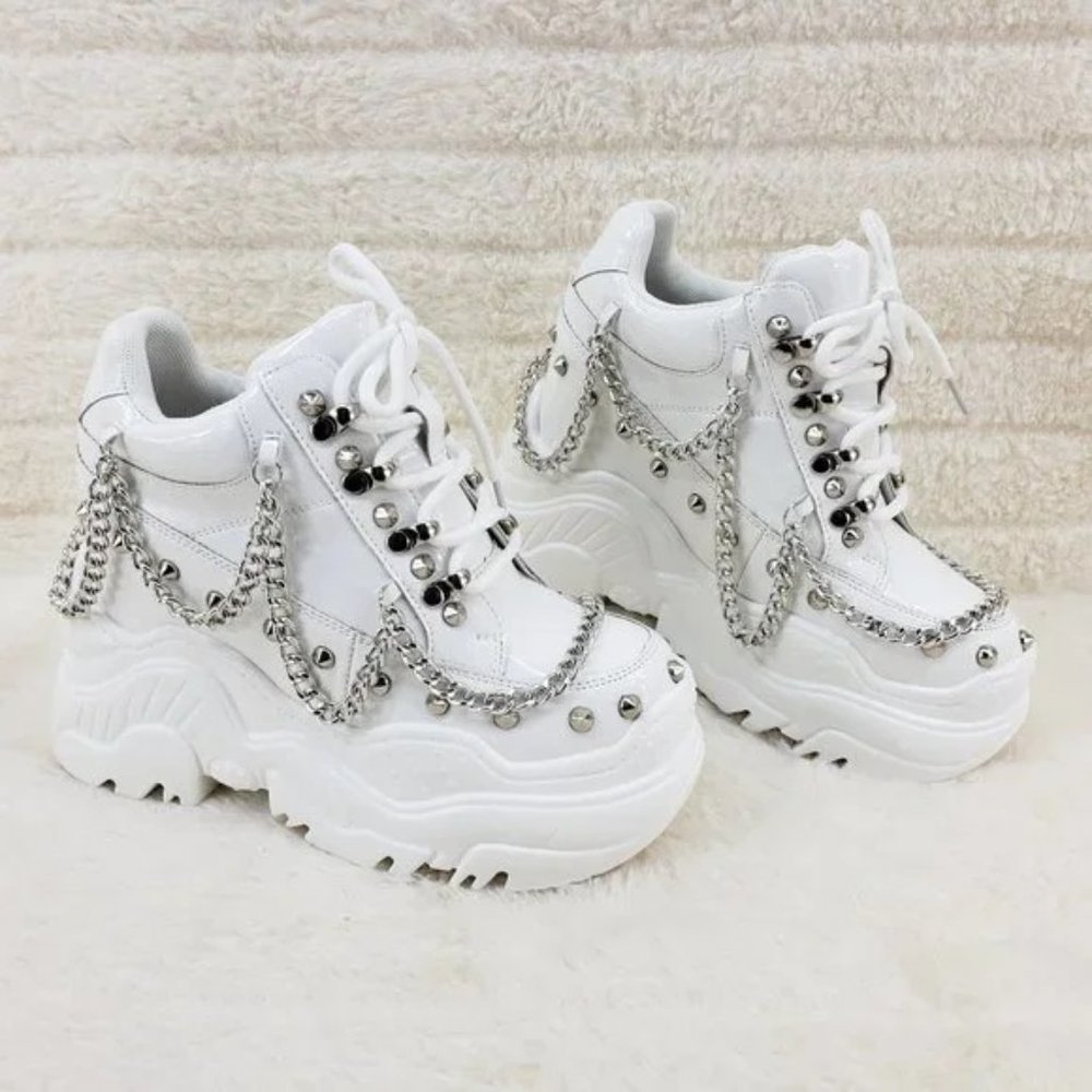 RESTOCKED ! White Space Candy Platform Hidden Wedge Chain Sneakers